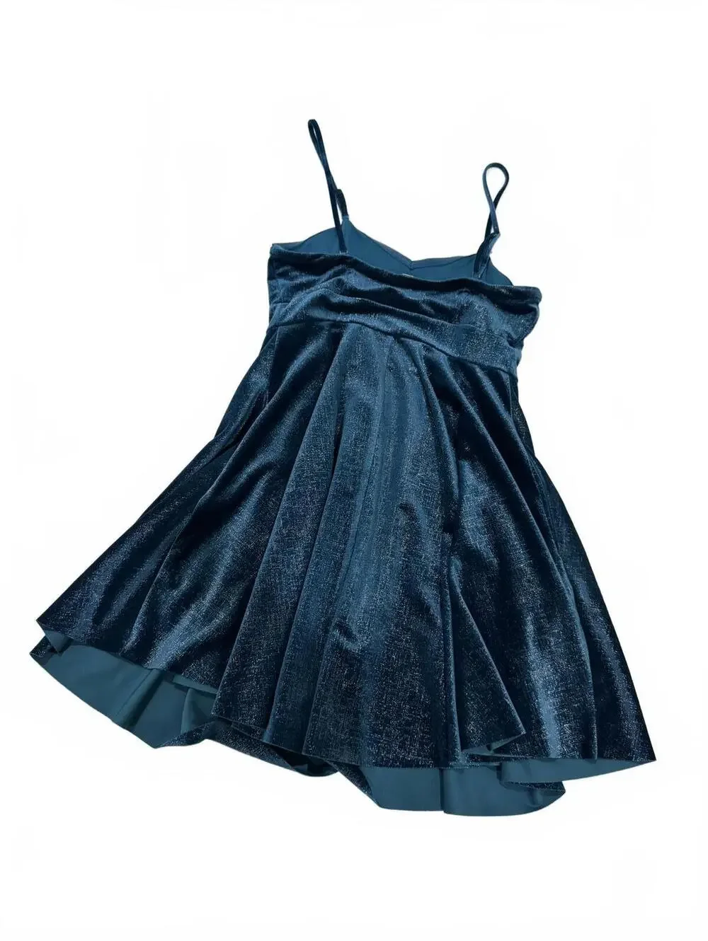 Free People Shatter Shine Turquoise Blue Velvet Mini Tube Dress Small Pockets